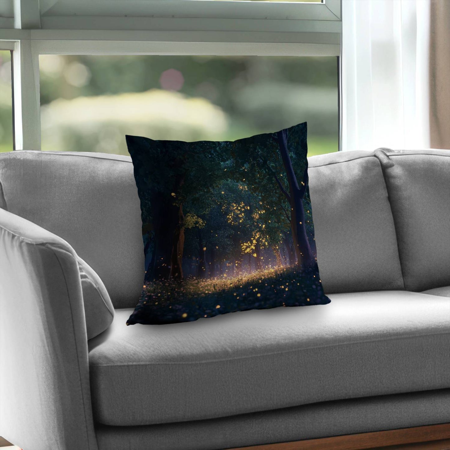 Glowing Leaves Poly Twill Throw Pillow | Home Decor Accent