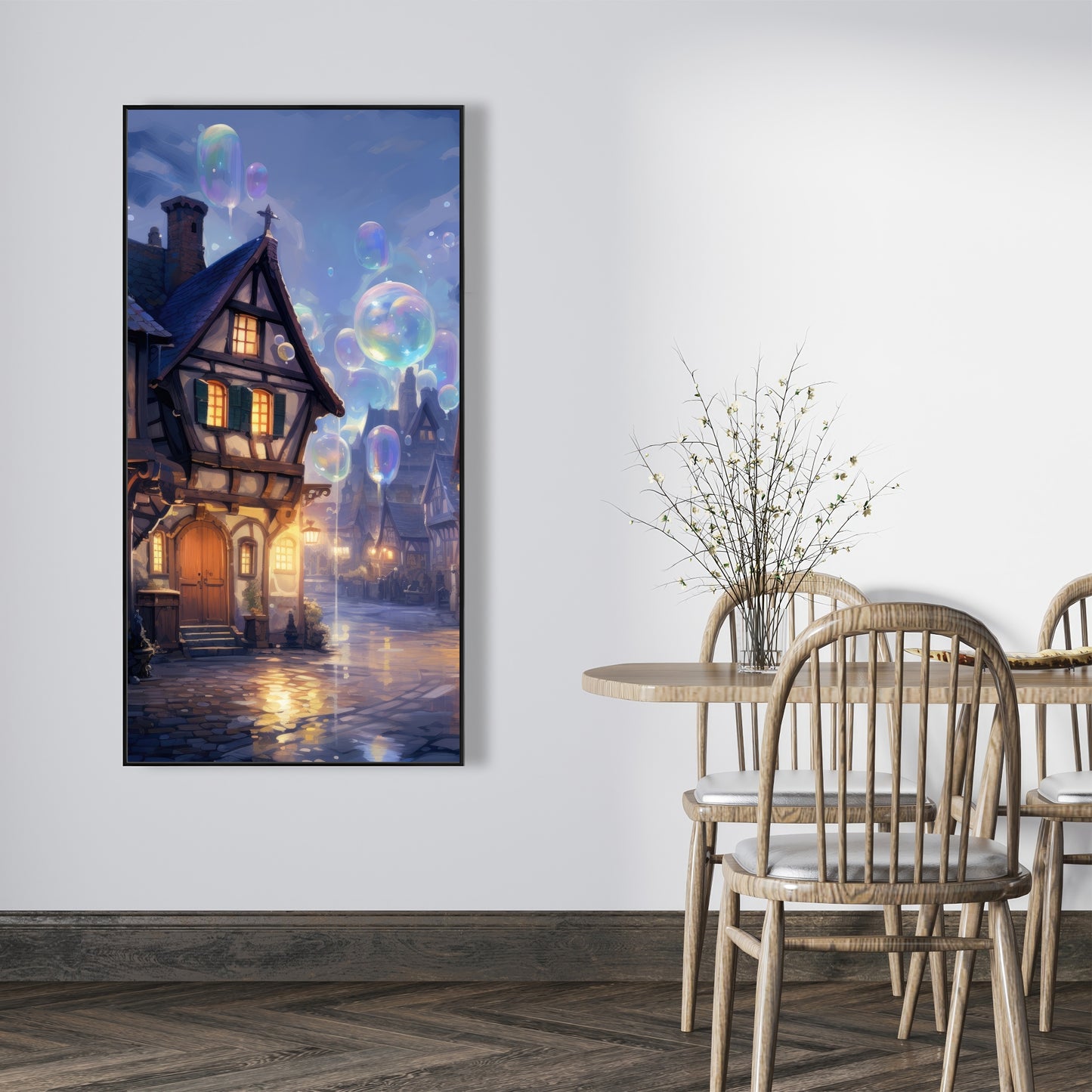 Bloopy town - 36"x36" Framed canvas
