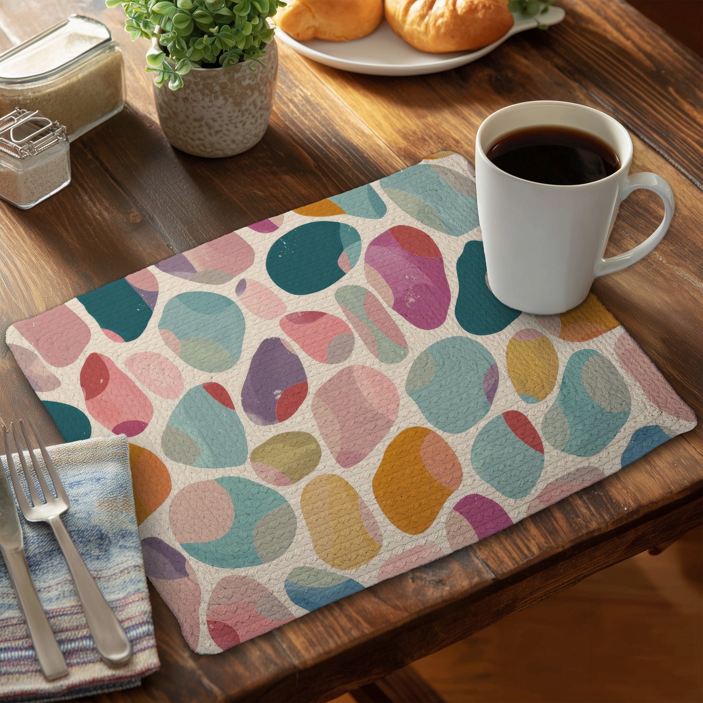 Dots and Bops - Braided Polyester Placemat for Home Decor
