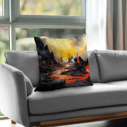 Charred Yellow Poly Twill Throw Pillow - Home Decor Insert