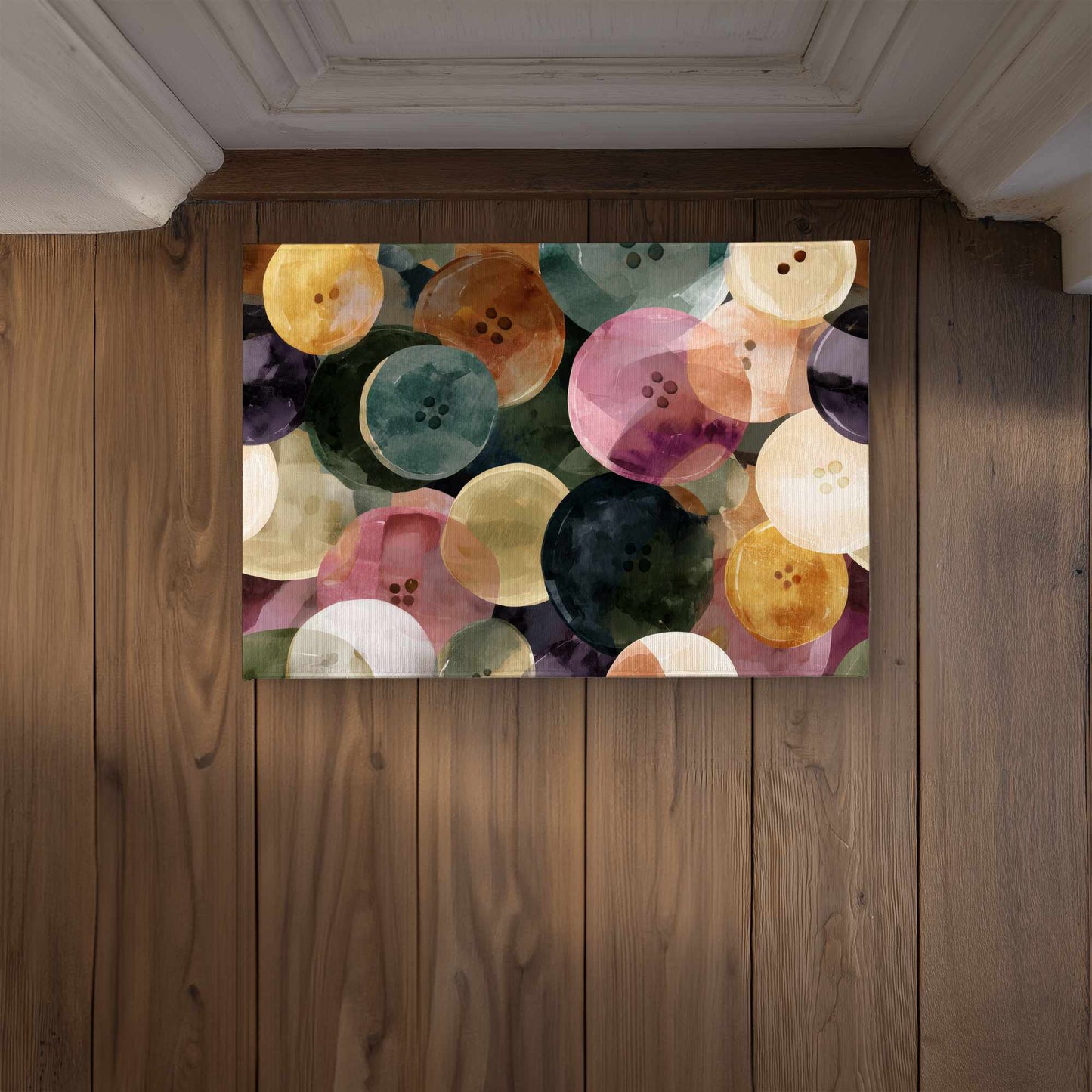 Tapis de Porte Intérieur Extérieur Décoration Maison avec Motifs Boutons Colorés
