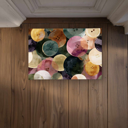 Tapis de Porte Intérieur Extérieur Décoration Maison avec Motifs Boutons Colorés