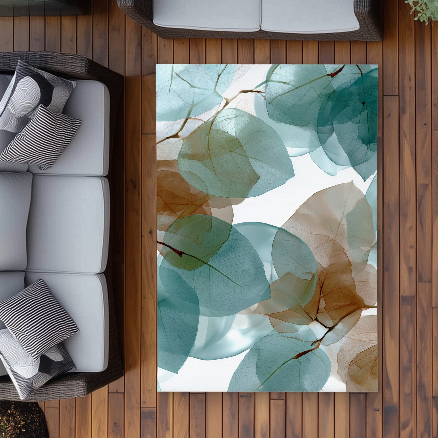 Translucent Leaves - Brown Outdoor Area Rug for Home Decor