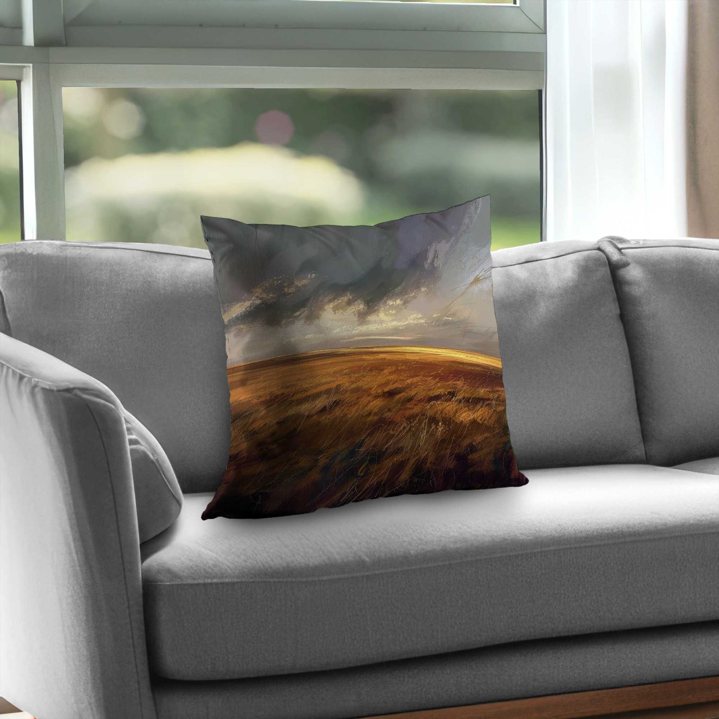 Before the storm Gold Poly Twill Throw Pillow - Home Decor