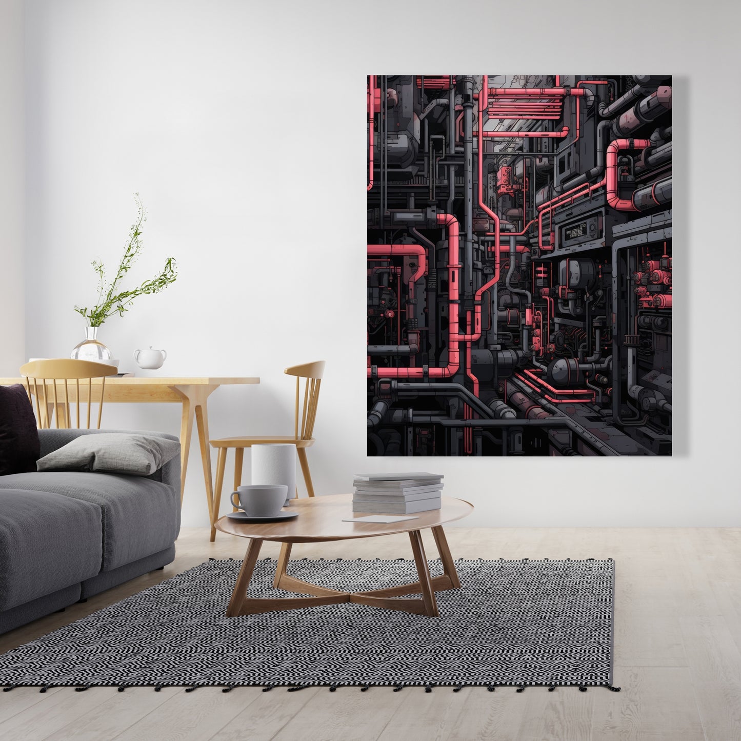 Tubular Nightmare - Gray Canvas Art for Home Decor