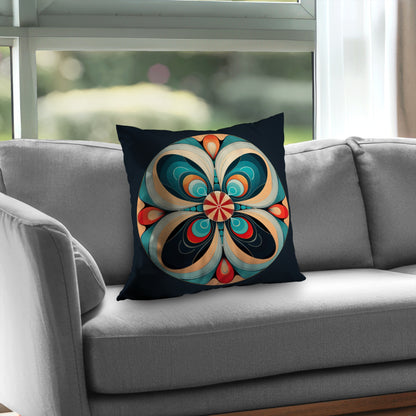 Concentric Turquoise Poly Twill Throw Pillow - Home Decor Insert