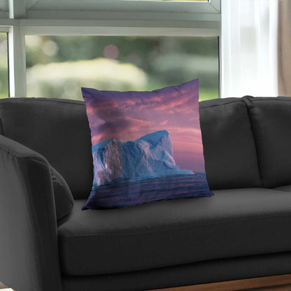 Coussin décoratif en sergé polyester Iceberg au crépuscule | Accessoire de décoration intérieure