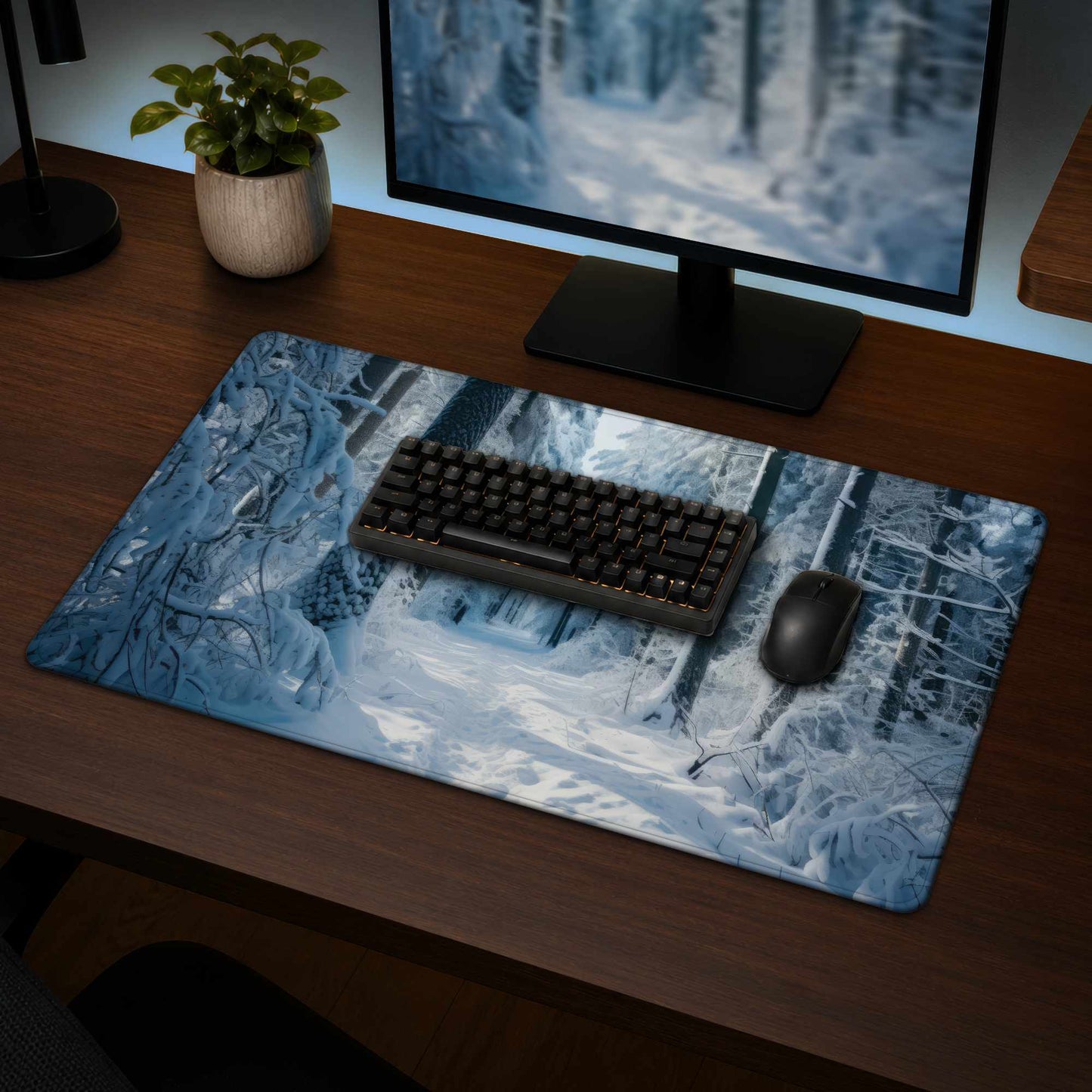 Sous-main Forêt Froide | Tapis de bureau élégant et protecteur