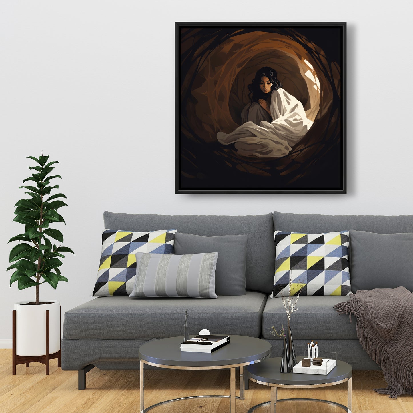 Warm embrace - Framed Canvas - Print on demand