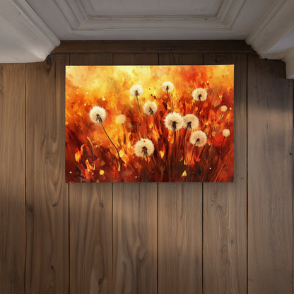 Dandelion Fire Yellow Indoor Outdoor Door Mat | Home Decor