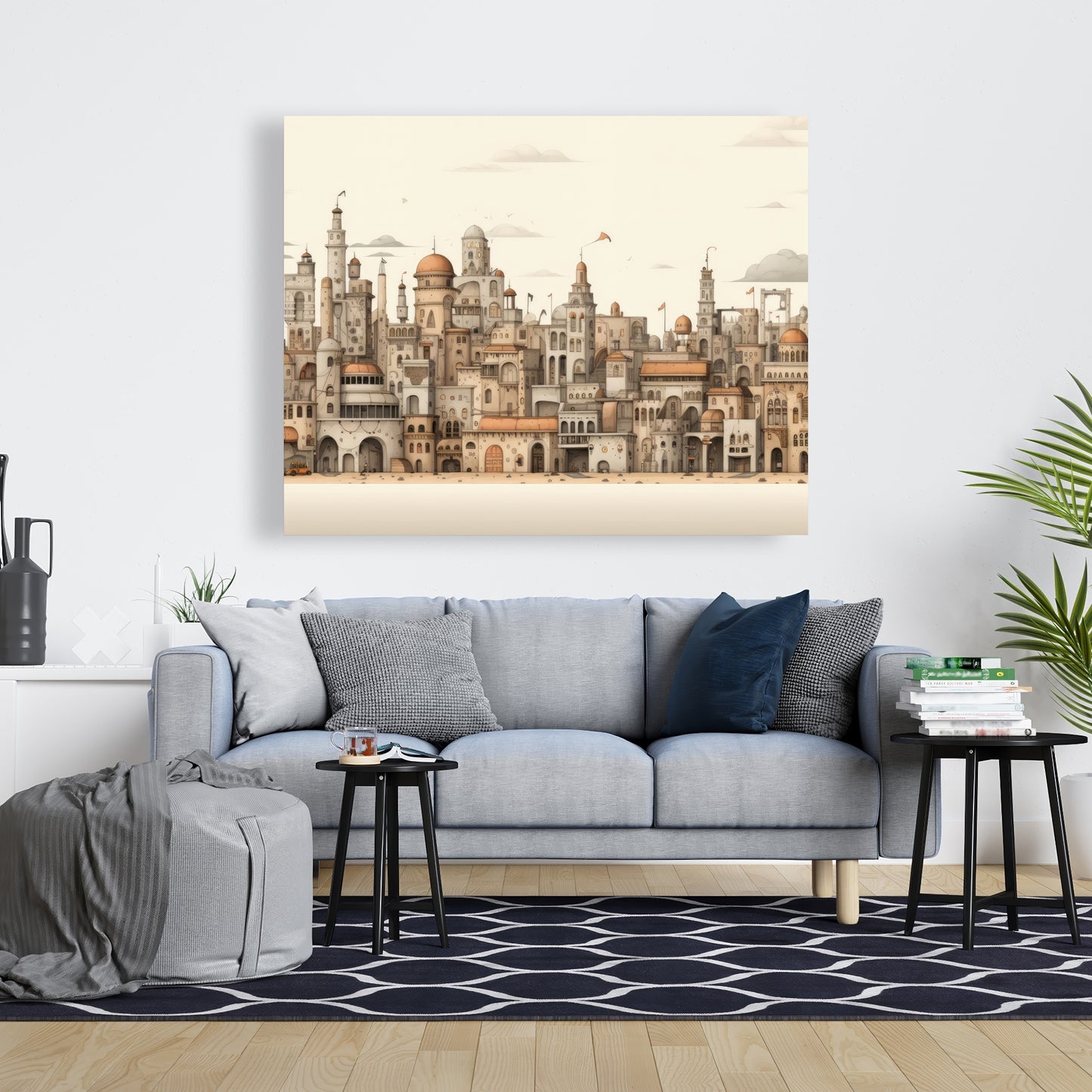 The Old Town - Brown Canvas Art for Home Decor | Stylish Wall Art