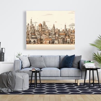 The Old Town - Brown Canvas Art for Home Decor | Stylish Wall Art