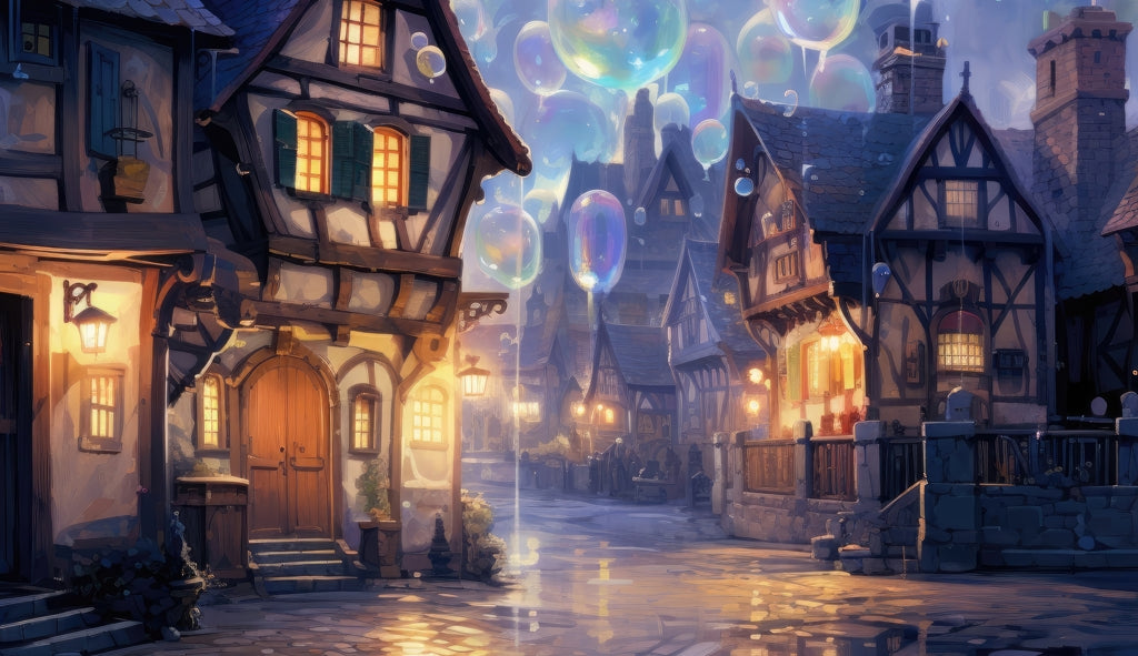 Bloopy Town Black Indoor Outdoor Tablecloth for Home Decor