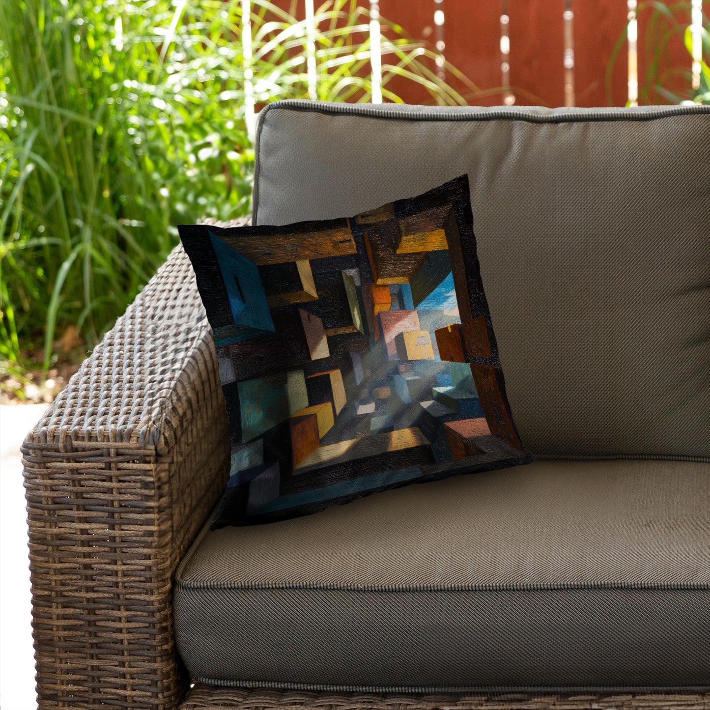 Boxed Up Poly Twill Throw Pillow - Stylish Home Decor Accent