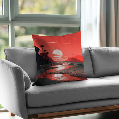 Blood Sun Poly Twill Throw Pillow - Stylish Home Decor