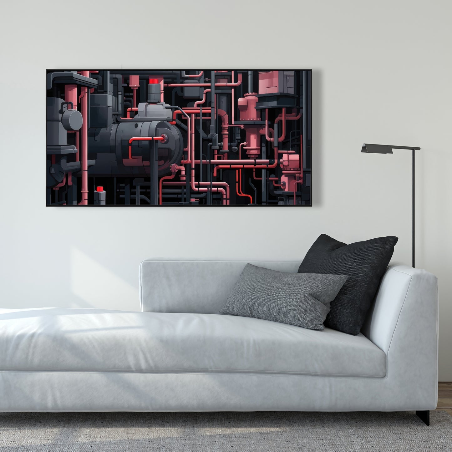 Dark pipes - 36"x36" Framed canvas