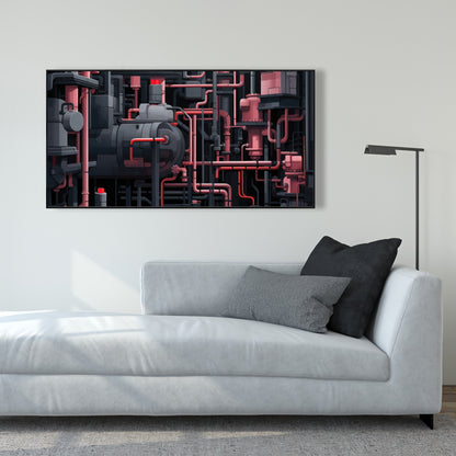 Dark pipes - 36"x36" Framed canvas
