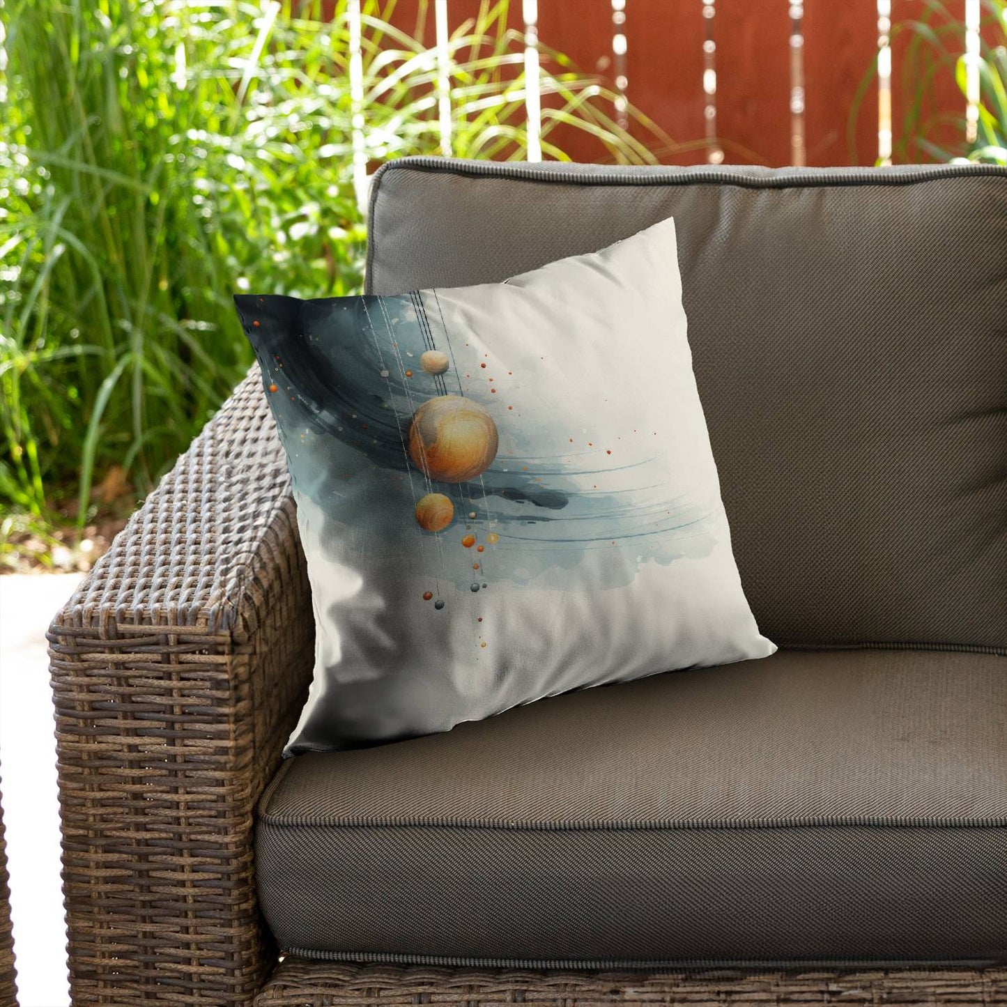 Hanging planets - Throw pillow - Print on demand