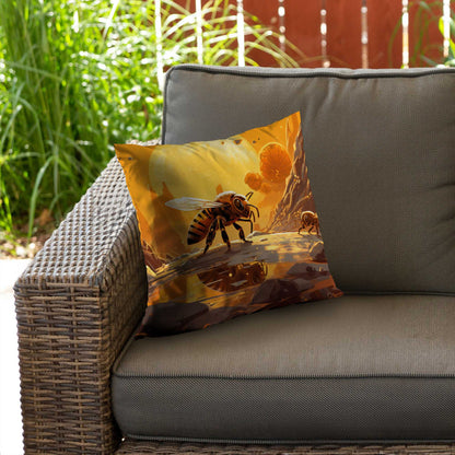 Bee World Poly Twill Throw Pillow - Home Decor Accent Pillow