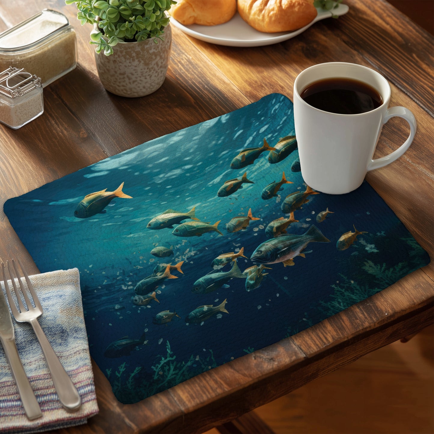 Napperon tressé en polyester Shallow Swim pour la décoration intérieure