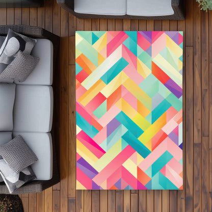 Stripe Harmony Turquoise Outdoor Area Rug | Decor Essentials