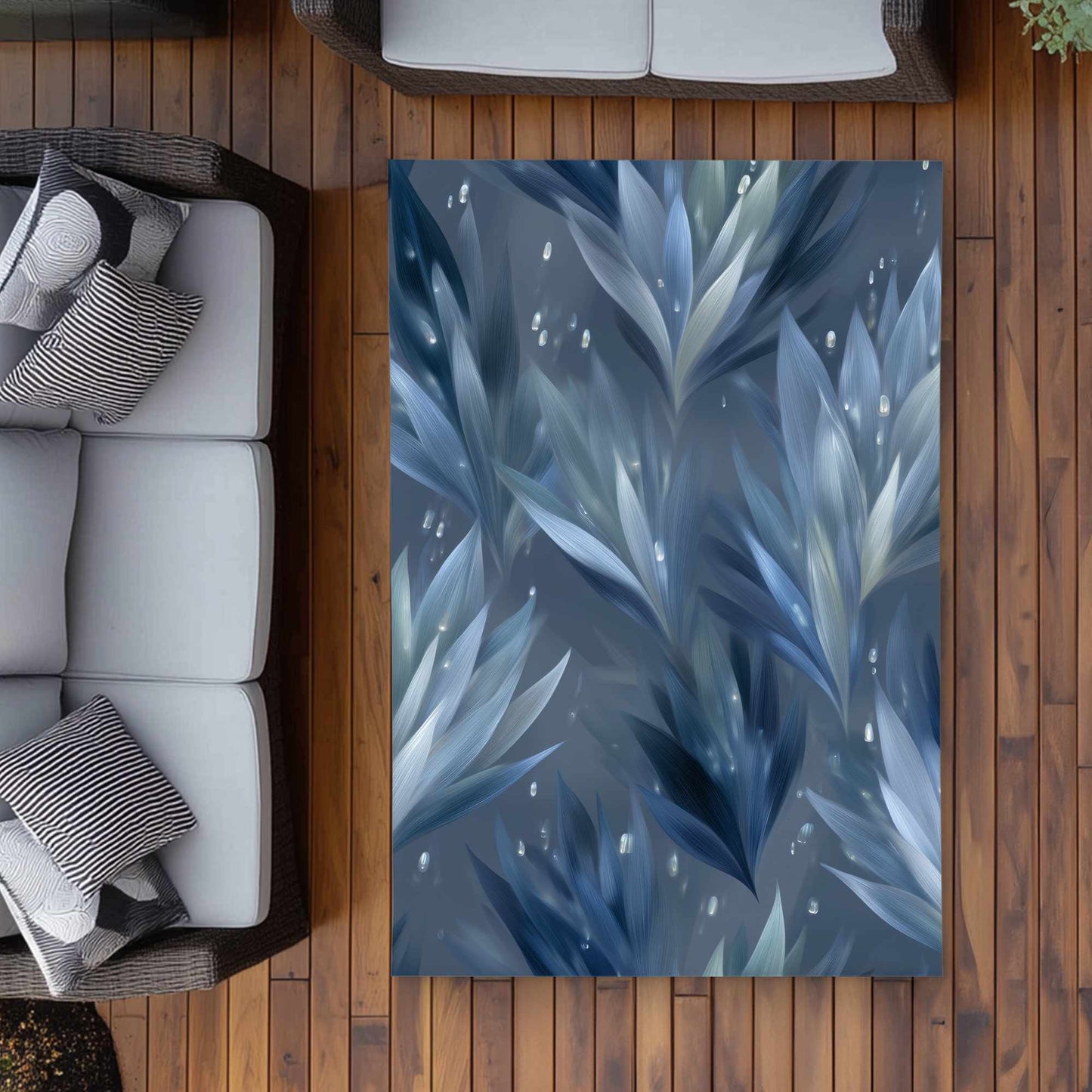 Icy Leaves Outdoor Area Rug | Stylish Home Decor Rug