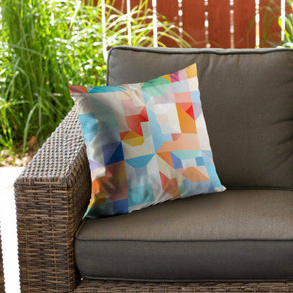 Coussin décoratif en sergé de polyester à motif géométrique - Cadence géométrique