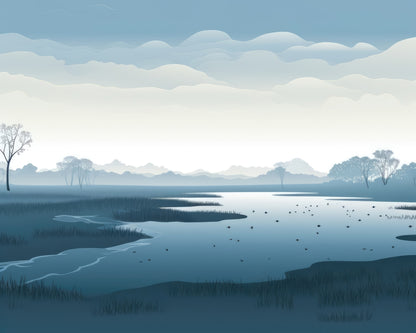Minimalist Swamp - Blue Braided Polyester Placemat for Home Decor