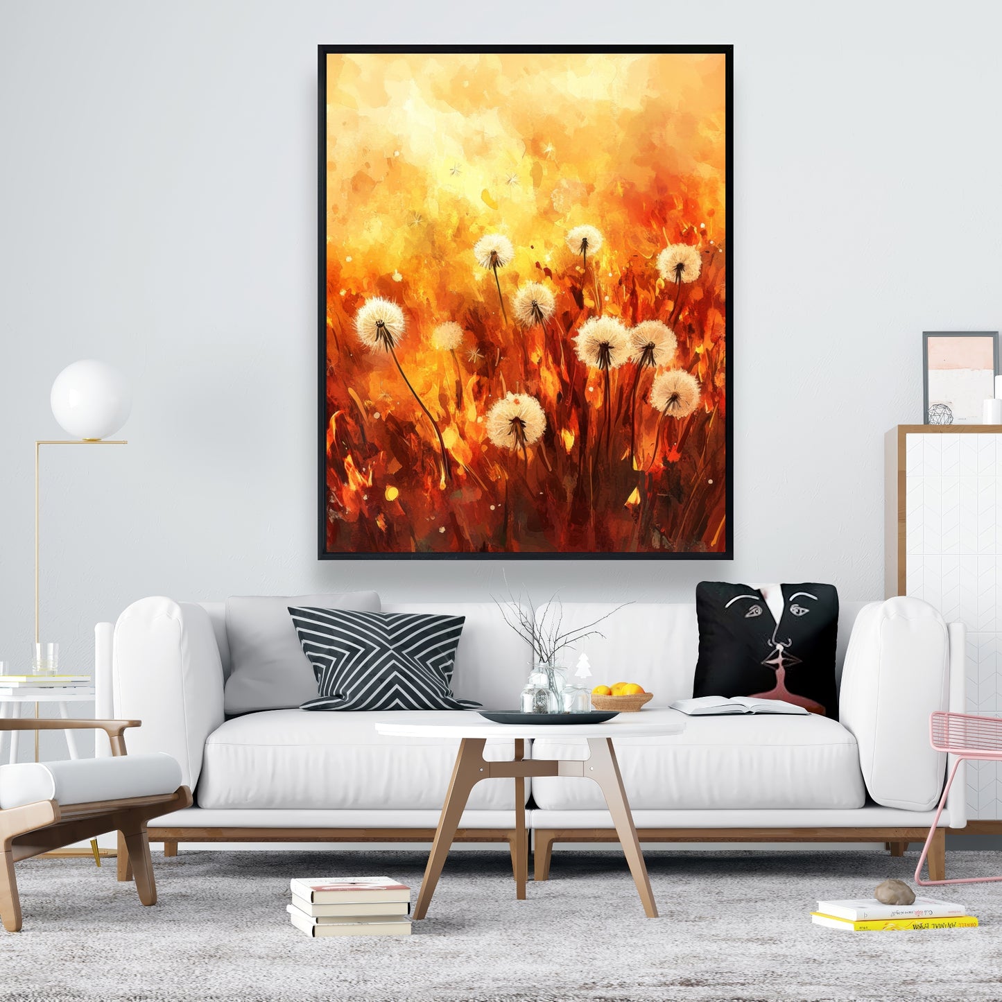 Dandelion fire - 36"x36" Framed canvas