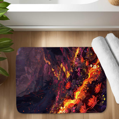 Bloom and Eruption Black Bath Mat | Stylish Home Decor