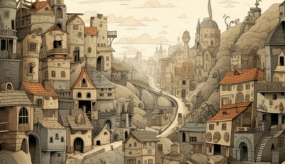 Intricate Town Hall - Orange Gaming Mat for Home Decor