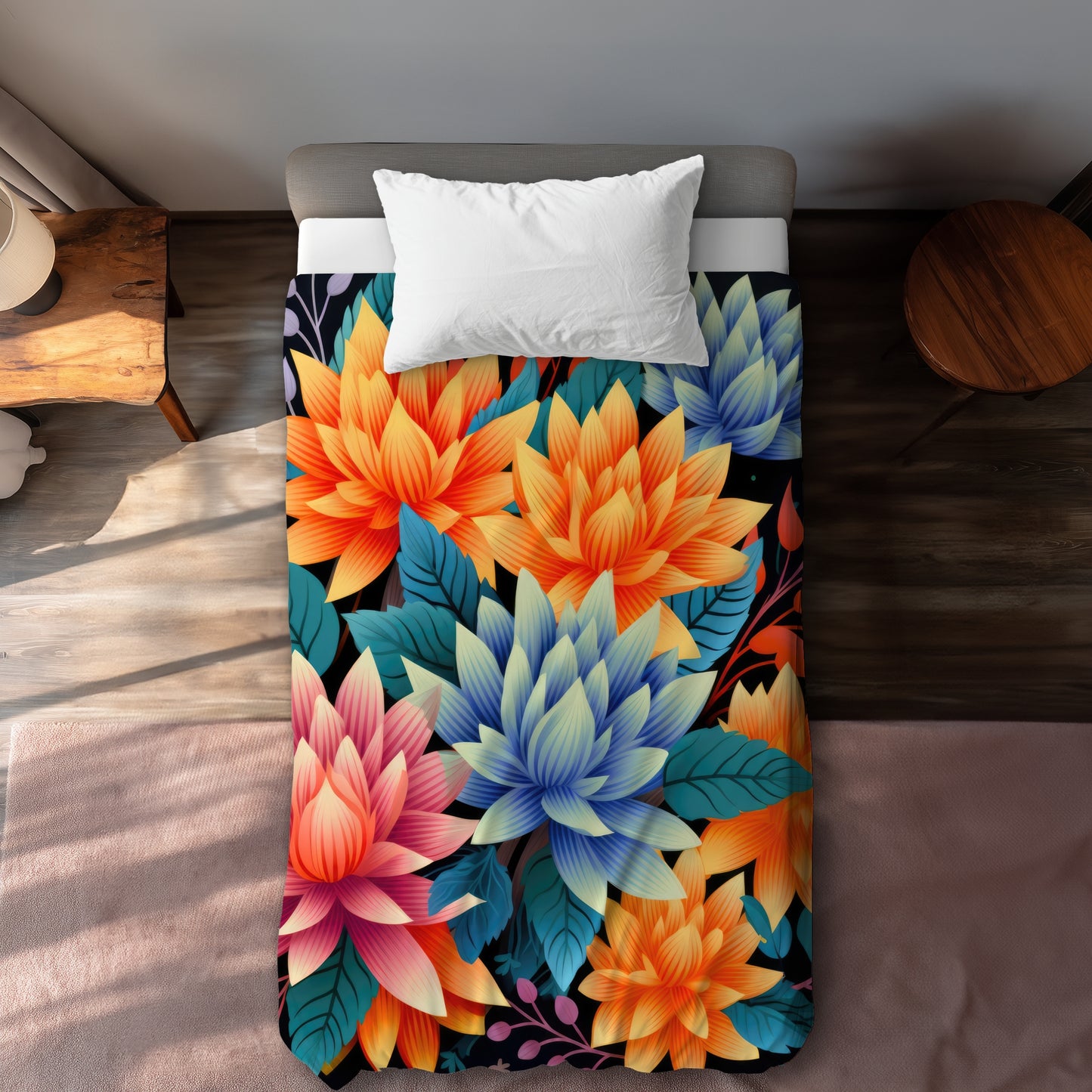 Housse de Couette Bouquet de Couleurs - Linge de Lit Décoration Maison Vibrante