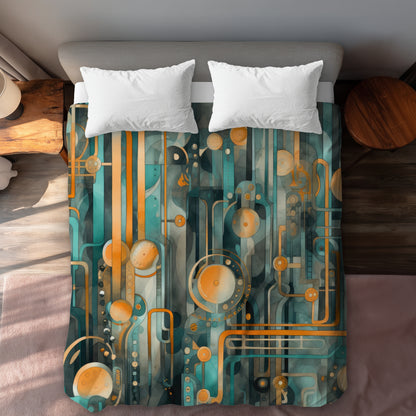 Astrological Machinery Orange Duvet Cover | Decor Essentials