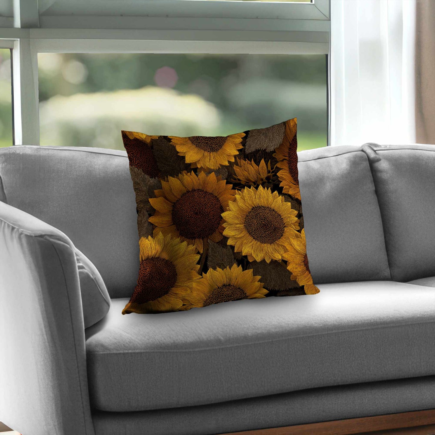Golden Glow Blooms Throw Pillow - Stylish Home Decor Cushion