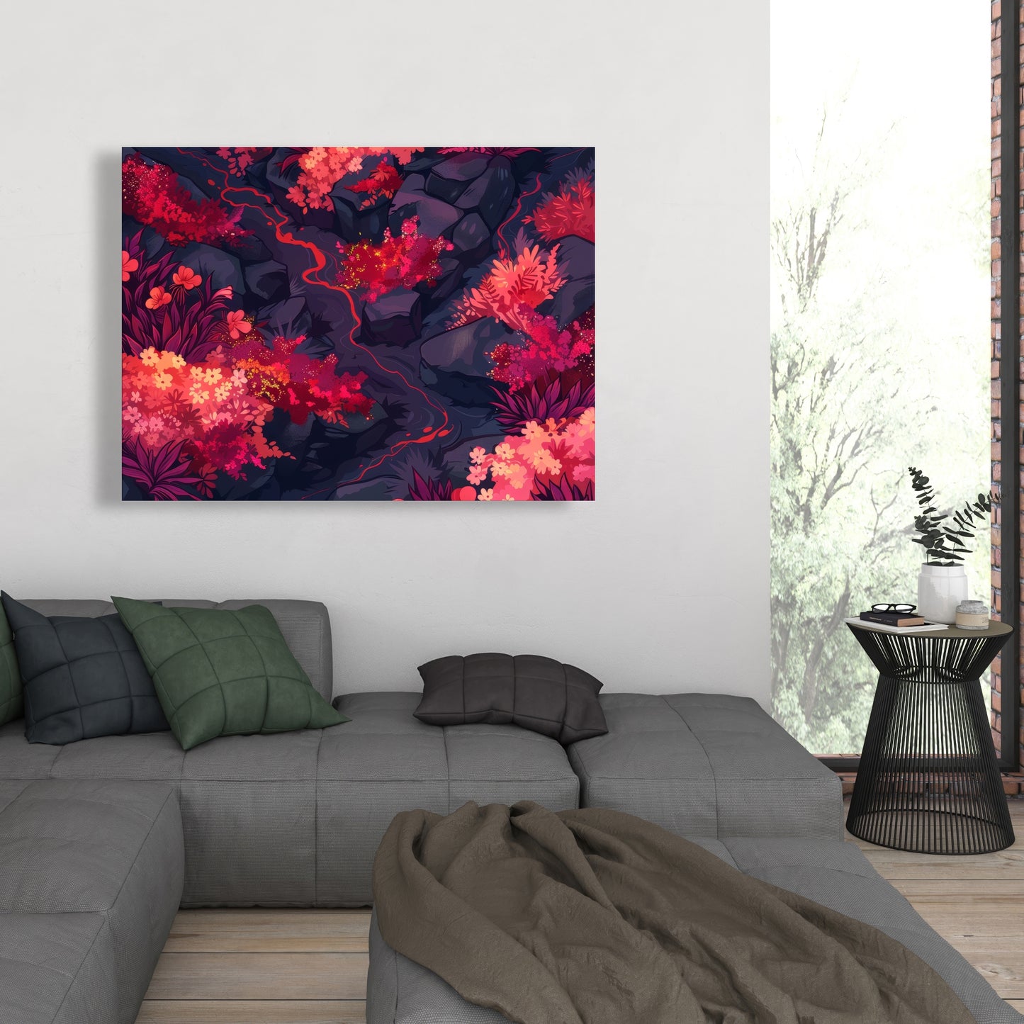 Burning plants - 32"x32" Canvas