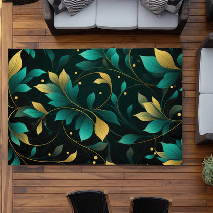 Twirling Twigs Gold Outdoor Area Rug | Stylish Home Decor