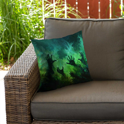 Coussin décoratif en sergé de polyester « Mains du désespoir » | Accessoire de décoration intérieure