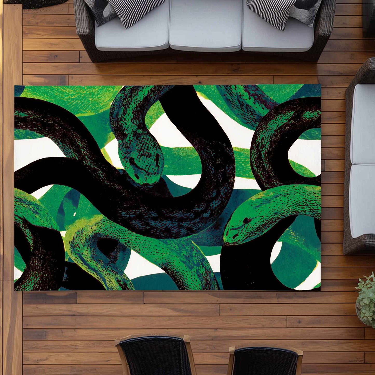Tapis d'extérieur Emerald Coil Dance | Décoration élégante pour la maison