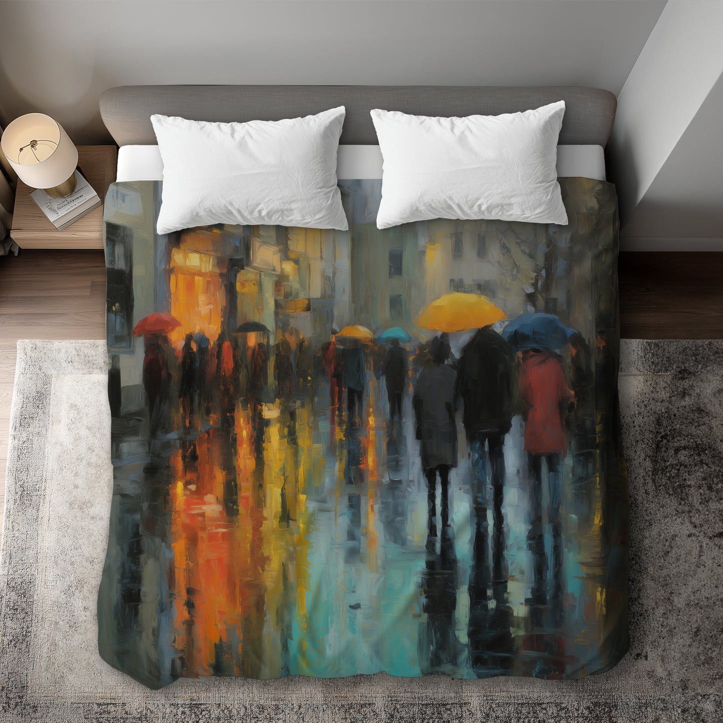Housse de Couette Jour de Pluie | Linge de Lit Déco Maison Douillette