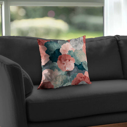 Whispering Coral Blooms Poly Twill Throw Pillow | Home Decor