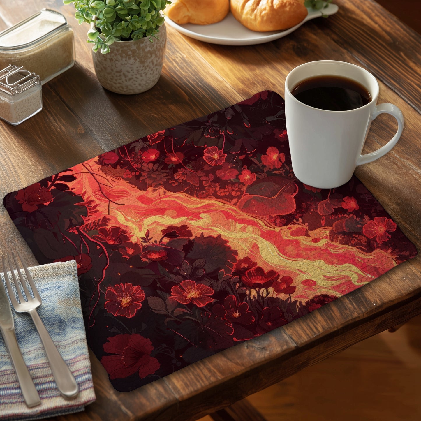 Seering Flowerbed Braided Polyester Placemat for Home Decor