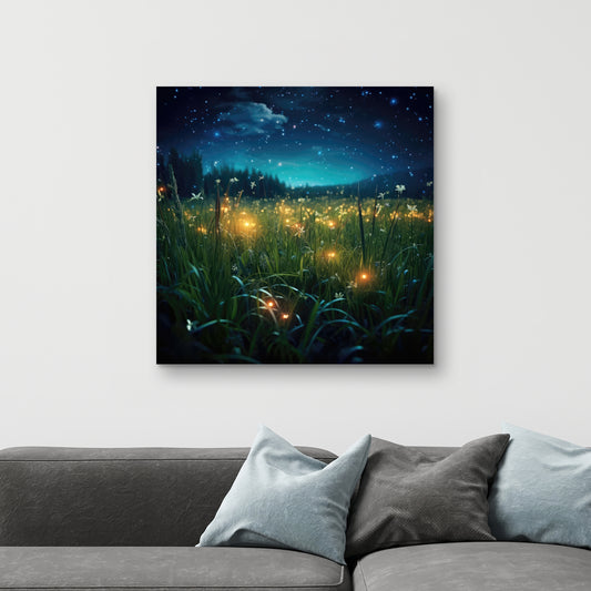 Fireflies at night - 32"x32" Canvas