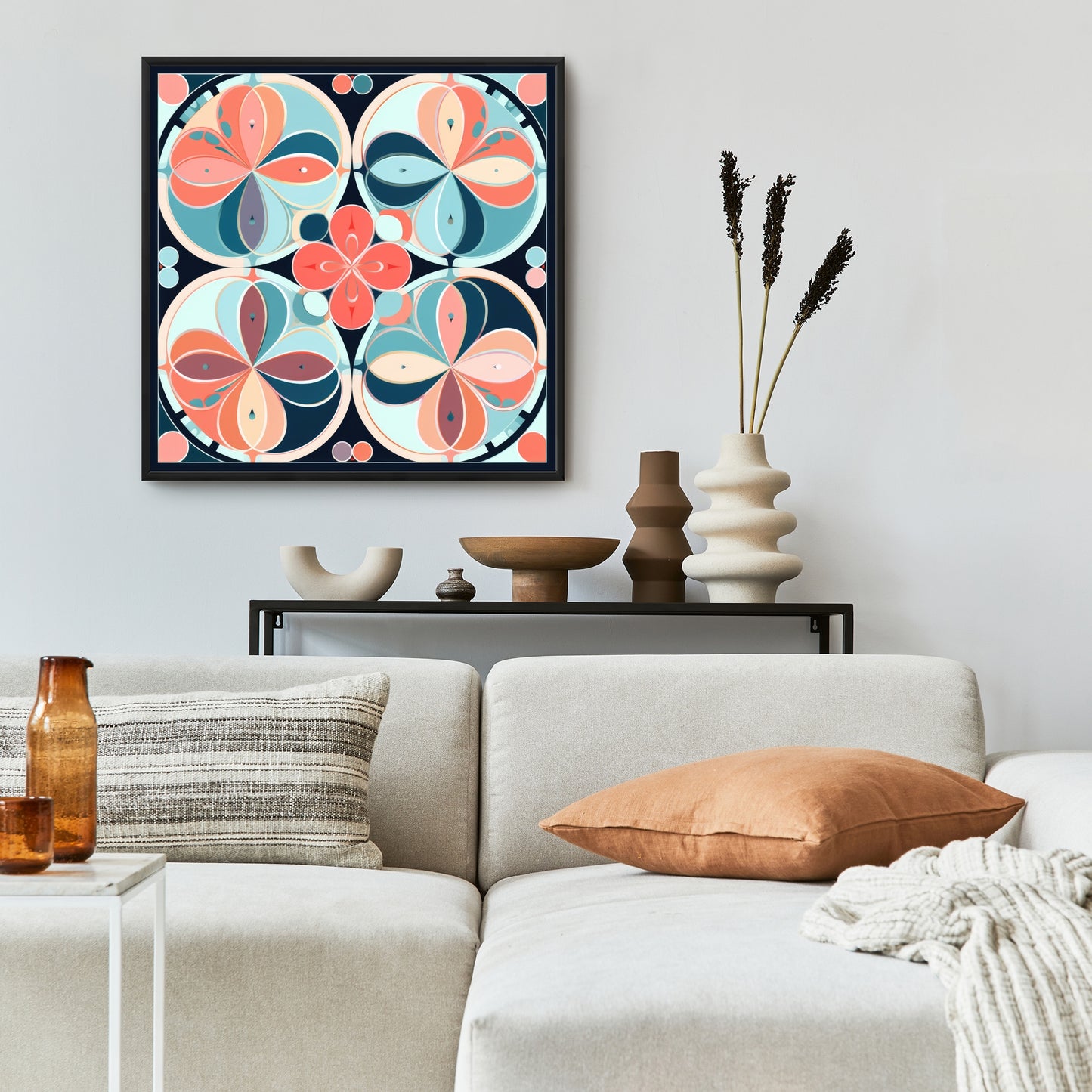 Pastel mandala - 36"x36" Framed canvas