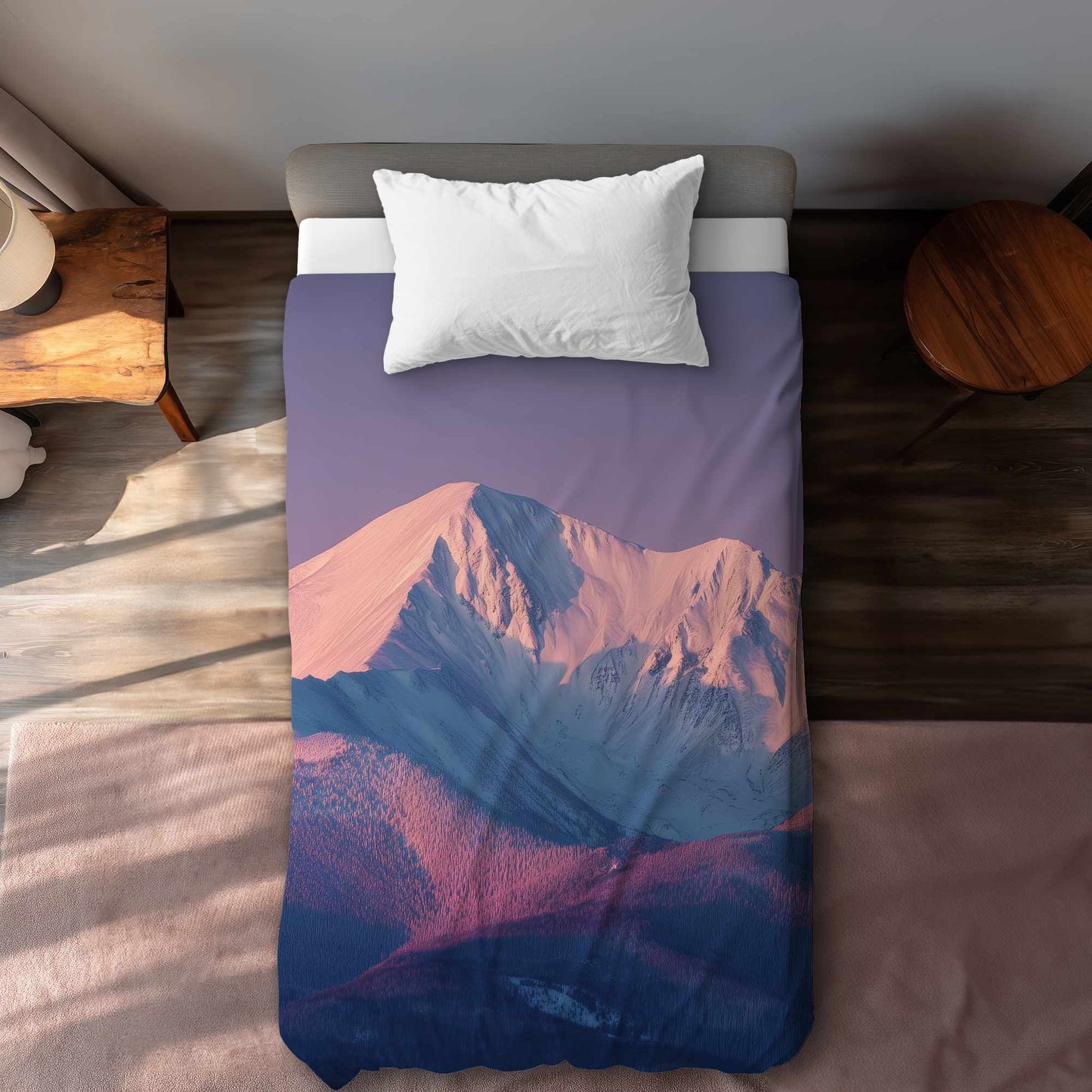Housse de couette bleu neige montante - Accessoire de décoration élégant pour la maison