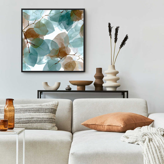 Translucent Leaves - Brown Framed Canvas Home Decor Art