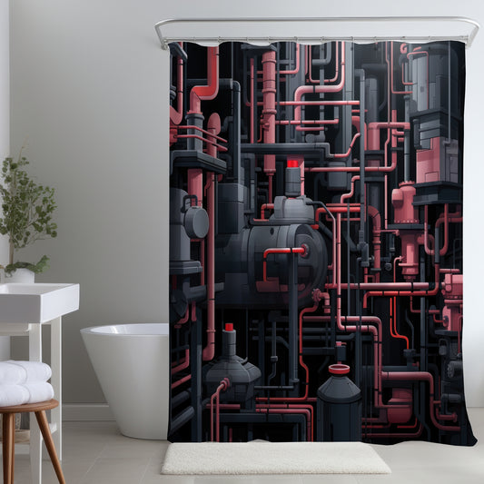 Dark pipes Red Shower Curtain for Stylish Home Decor