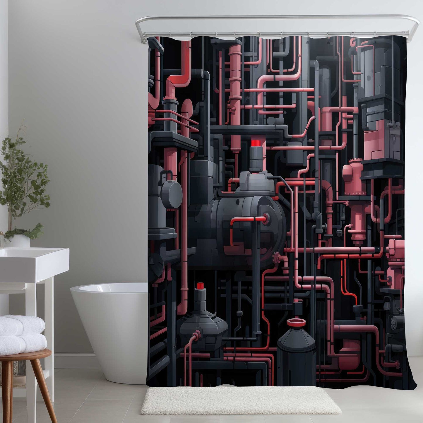 Rideau de douche Dark Pipes | Décoration d'intérieur élégante