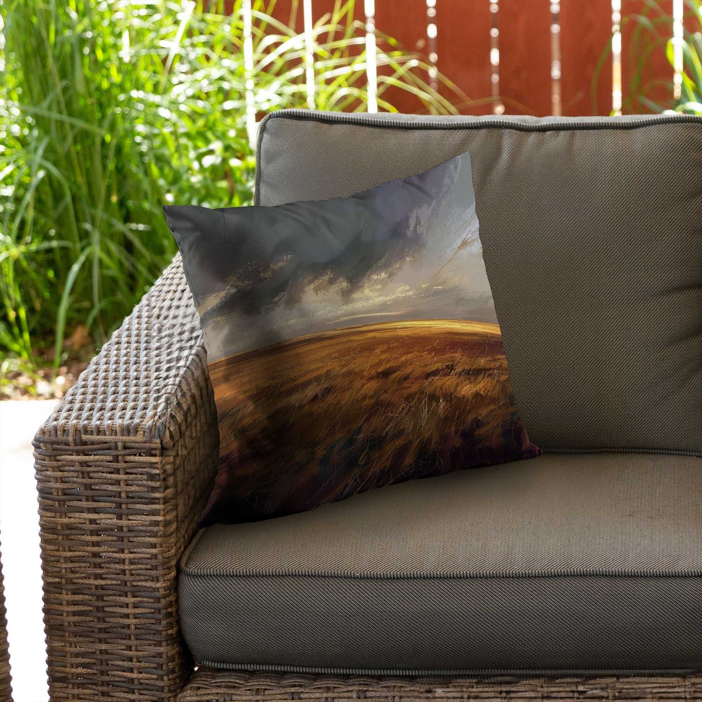 Before the storm Gold Poly Twill Throw Pillow - Home Decor