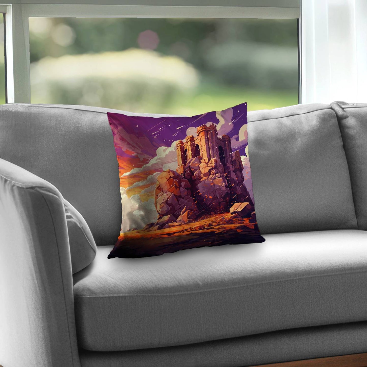 Coussin décoratif en sergé de polyester « Les Derniers Vestiges » pour la maison