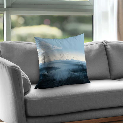 Evening Marsh Gray Poly Twill Throw Pillow | Decor Insert